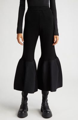 CFCL Pottery Crop Bell Bottom Knit Pants in Black