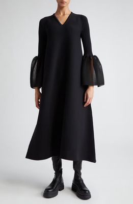 CFCL Pottery Lucent Bell Cuff Long Sleeve Midi Dress in Black