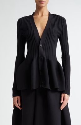 CFCL Pottery Peplum Rib Cardigan in Black