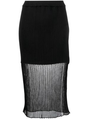 CFCL semi-sheer ribbed-knit midi skirt - Black