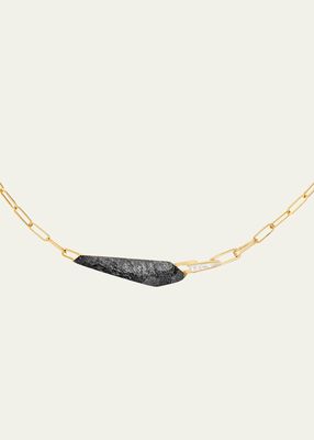 CH2 Slimline Shard Linked Choker Necklace with Silver Obsidian and Diamonds