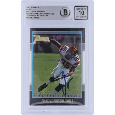 Chad Johnson Cincinnati Bengals Autographed 2001 Bowman Gold #207 Beckett Fanatics Witnessed Authenticated 10 Rookie Card