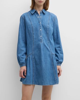 Chaia Long-Sleeve Denim Mini Shirtdress