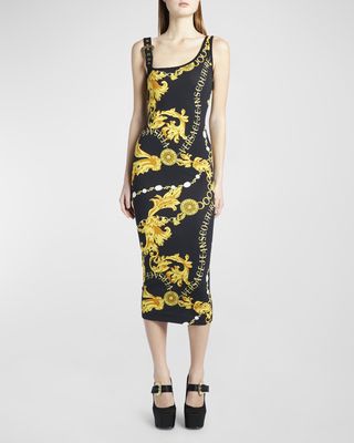 Chain Couture Asymmetric Midi Dress