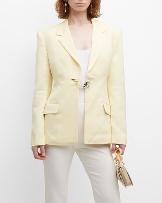 Chain-Link Single-Breasted Apex-Sleeve Blazer
