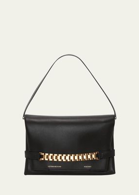 Chain Pouch Leather Shoulder Bag