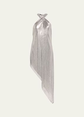 Chainmail Mesh Halter-Neck Asymmetric Dress