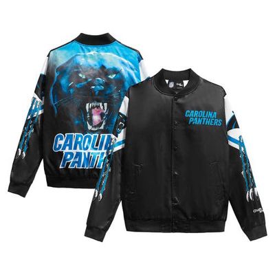Chalk Line Men's Black Carolina Panthers Fanimation Satin Full-Snap Jacket