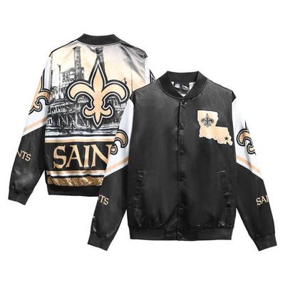 Chalk Line Men's Black New Orleans Saints Fanimation Satin Full-Snap Jacket