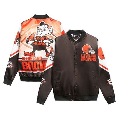 Chalk Line Men's Brown Cleveland Browns Fanimation Satin Full-Snap Jacket