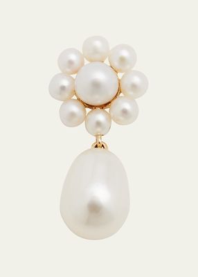 Chambre de Fleur Freshwater Pearl Flower and Drop Earring in 14K Yellow Gold, Single