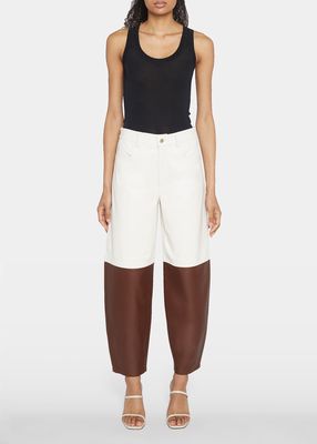 Chamomile Cropped Wide Leather Pants
