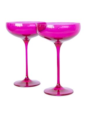 Champagne Coupe 2-Piece Stem Glass Set - Fuchsia - Fuchsia