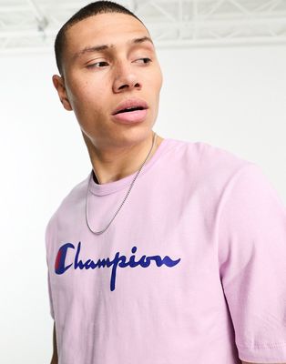 Champion large logo T-shirt in lilac-Purple