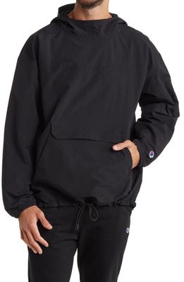 Champion Water-Resistant Hooded Ripstop Anorak Jacket in Black
