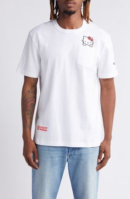 Champion x Sanrio Hello Kitty® 50th Anniversary Embroidered Pocket T-Shirt in White 