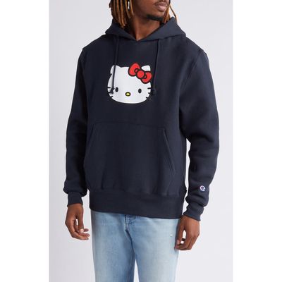 Champion x Sanrio Hello Kitty® 50th Anniversary Fleece Graphic Hoodie in Navy 