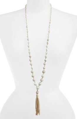 Chan Luu Graduated Semiprecious Stone Beaded Pendant Necklace in White Mix