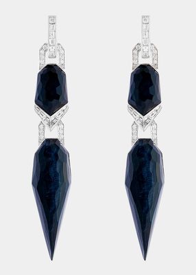 CH&#x2082; Threesome Earrings with Falcon's Eye and Diamonds