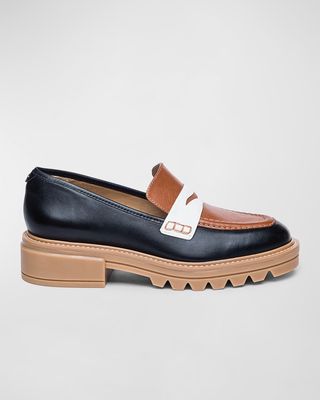 Chandler Tricolor Leather Penny Loafers