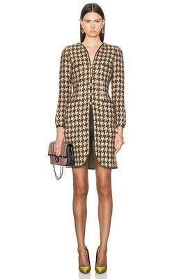 Chanel Houndstooth Coat in Brown