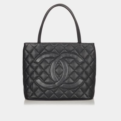 Chanel Medallion Caviar Leather Tote Bag in