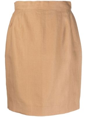 Chanel Pre-Owned 1980s high-waisted linen skirt - Neutrals