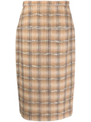 Chanel Pre-Owned 1980s plaid-check pencil skirt - Neutrals