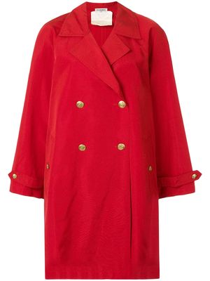 CHANEL Pre-Owned 1985-1993 double-breasted silk coat - Red