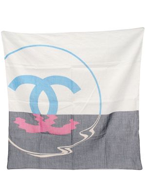 CHANEL Pre-Owned 1986-1988 CC cotton scarf - White