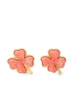 CHANEL Pre-Owned 1986-1988 clover clip-on earrings - Gold