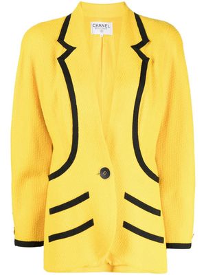 CHANEL Pre-Owned 1990-2000 contrast trimming single-button jacket - Yellow