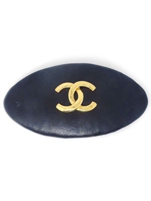 CHANEL Pre-Owned 1990-2000s CC leather hair slide - Black