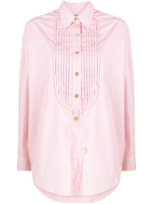 CHANEL Pre-Owned 1990-2000s logo-button bib-collar shirt - Pink