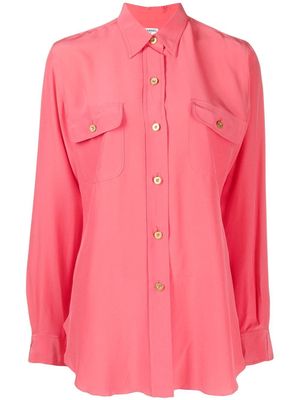 CHANEL Pre-Owned 1990-2000s logo-button silk shirt - Pink