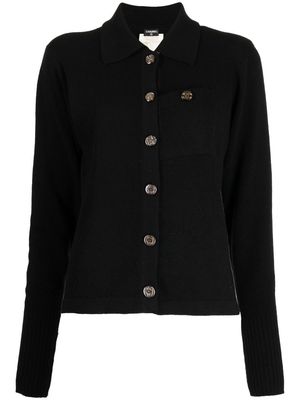 CHANEL Pre-Owned 1990-2000s logo buttons fine knit cashmere cardigan - Black