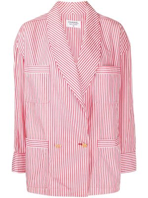 CHANEL Pre-Owned 1990-2000s striped double-breasted blazer - Red