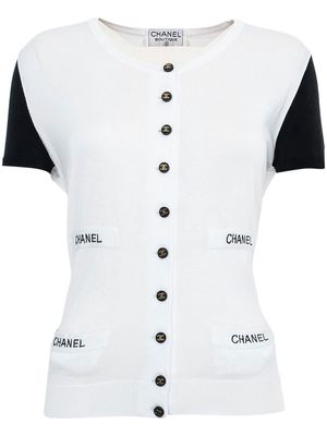 Chanel Pre-Owned 1990s CC-buttons short-sleeved cardigan - White
