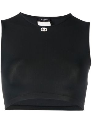 Chanel Pre-Owned 1990s CC embroidered crop top - Black