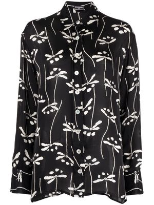 CHANEL Pre-Owned 1990s CC floral-print silk shirt - Black