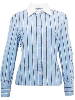 Chanel Pre-Owned 1990s CC long-sleeved striped shirt - Blue
