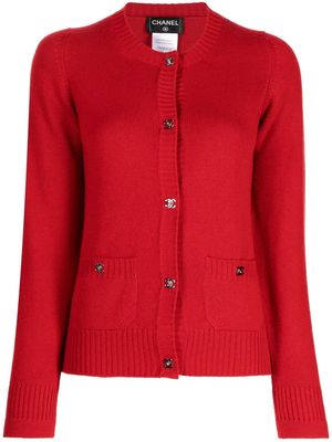 CHANEL Pre-Owned 1990s CC turn-lock cashmere cardigan - Red