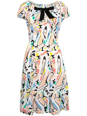 Chanel Pre-Owned 1990s graphic-print silk dress - Multicolour