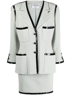 Chanel Pre-Owned 1990s two-tone single-breasted skirt suit - Green