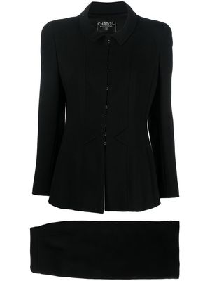 CHANEL Pre-Owned 1990s zipped wool skirt suit - Black