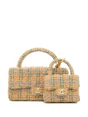 Chanel Pre-Owned 1992 tweed Classic Flap two-in-one handbag set - Yellow