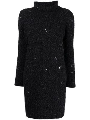 CHANEL Pre-Owned 1994 sequin-embellished bouclé knitted dress - Black