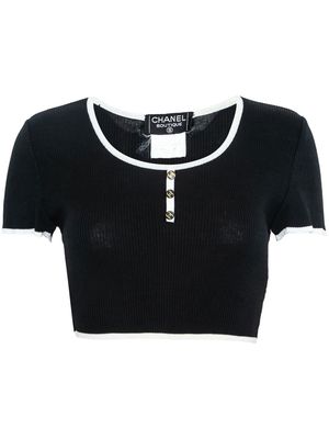Chanel Pre-Owned 1995-1996 cropped knit top - Black