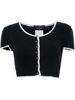 Chanel Pre-Owned 1995 CC-buttons ribbed crop top - Black