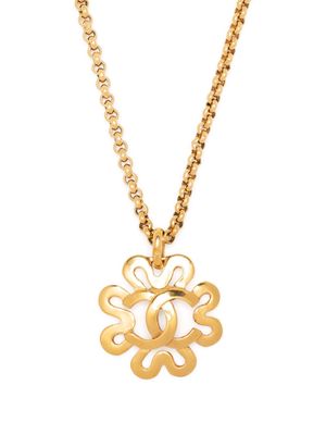 CHANEL Pre-Owned 1995 CC clover pendant necklace - Gold